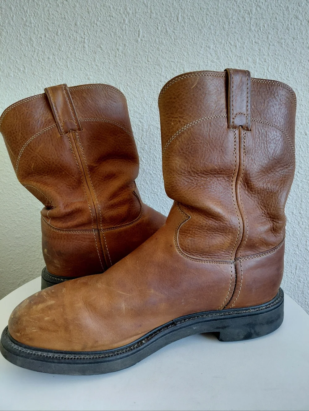Justin Conductor Boots  Electrical 10” Shaft Work 4766 Leather Copper USA